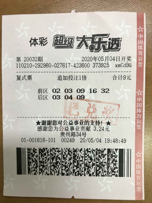 沈阳购彩者9元复式票命中大乐透1288万奖金