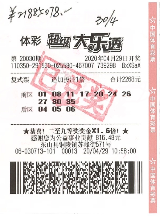 体彩大乐透2188万巨奖