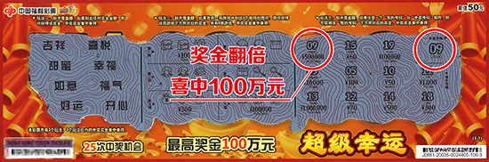 刮刮乐超级幸运整包买 50万大奖翻倍带回家