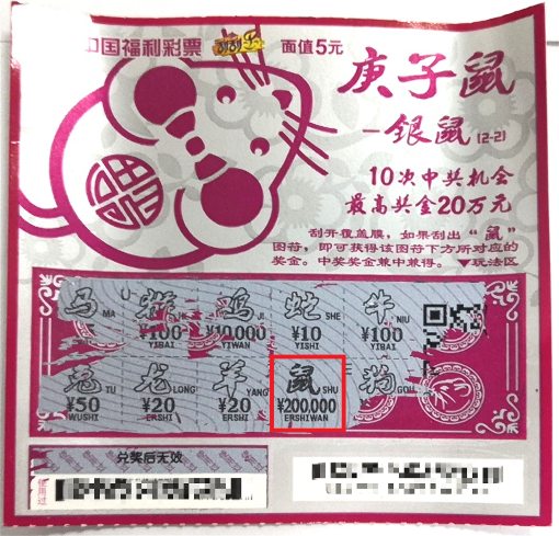 好友合伙刮彩,刮出“庚子鼠-银鼠”20万元头奖 好友合伙刮彩,刮出“庚子鼠-银鼠”20万元头奖