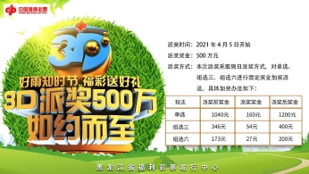 “3D”游戏500万元大派奖 龙江福彩牛年春季给您送欢笑啦