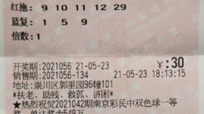 灵机一动加蓝号 胆拖复式捕获双色球1079万多元