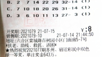 南京资深彩友低调领走730万元双色球大奖