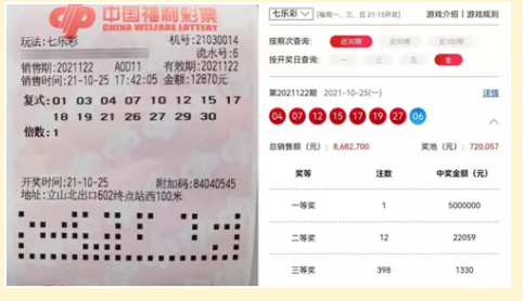 七乐彩中奖彩票 七乐彩中奖彩票