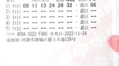 河源一彩民中福彩双色球1392万元大奖