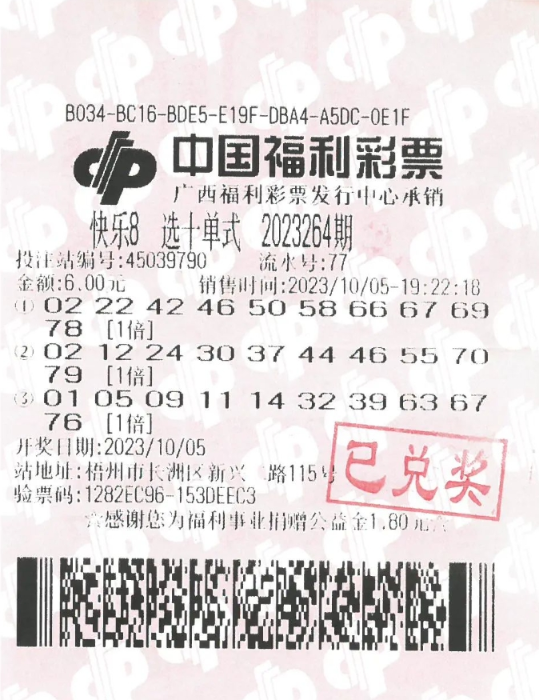 与福彩结缘2年 喜中快乐8大奖500万元