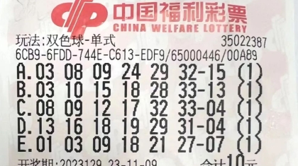 厦门购彩者守号喜获双色球987万元一等奖