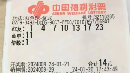 彩民自选“7+1”喜中双色球二等奖