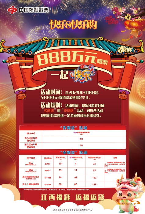 江西福彩快乐8游戏888万元大赠送
