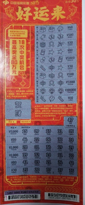 漳州林女士喜中刮刮乐“好运来”10万元