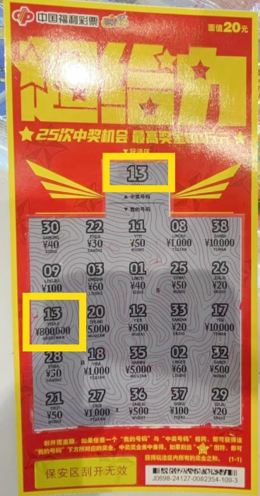 蚌埠小情侣“超给力”中奖80万