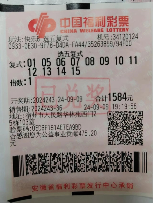 复式投注助宿州老彩民三中双色球银奖