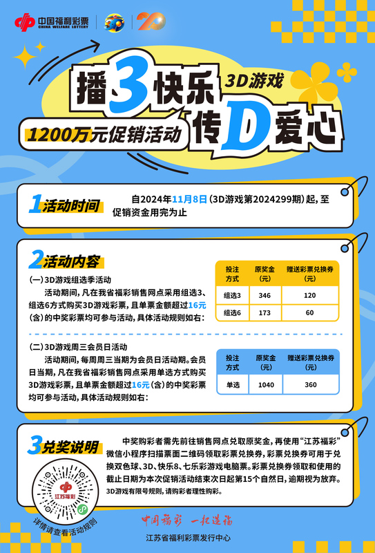江苏福彩3D游戏1200万元系列营销活动震撼来袭