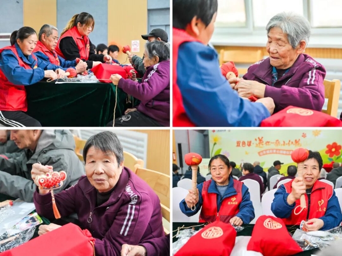 福彩志愿者与老人们一起制作艾草锤与茱萸香囊 福彩志愿者与老人们一起制作艾草锤与茱萸香囊