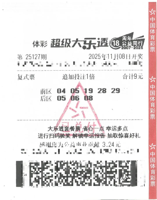 佛山购彩者喜中大乐透一等奖