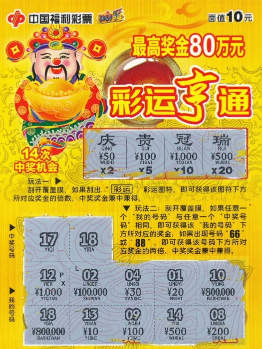 咸阳游客领走刮刮乐&ldquo;彩运亨通&rdquo;80万元
