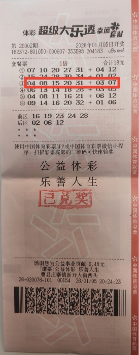 菏泽购彩者赠票中得超级大乐透二等奖