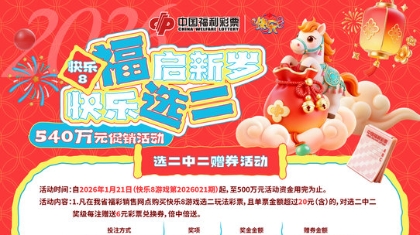 快乐8游戏“福启新岁，快乐选二” 促销活动重磅来袭！