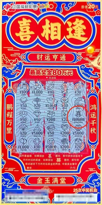 重庆彩民生日当天刮中“喜相逢”80万元