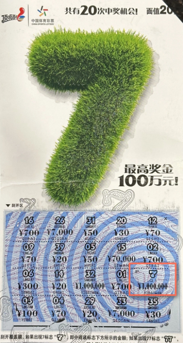 好运来袭！苏州购彩者喜中顶呱刮100万元大奖！