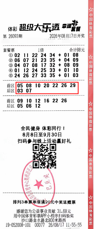 好运连连落豫地 河南两地购彩者中得大乐透二等奖